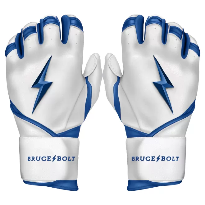 Outlet CHROME Series Long Cuff Batting Gloves Blue | White