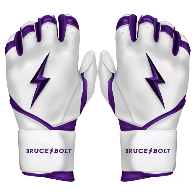 Sale CHROME Series Long Cuff Batting Gloves White | Purple