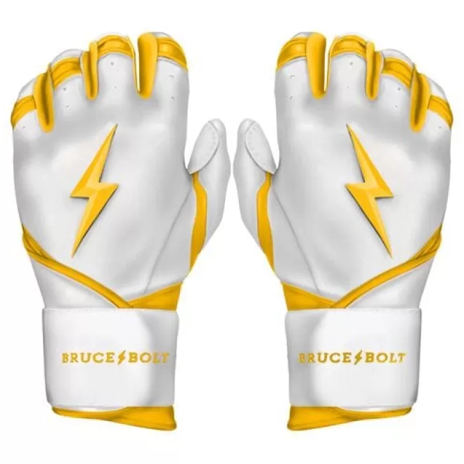 Fashion CHROME Series Long Cuff Batting Gloves White | Yellow