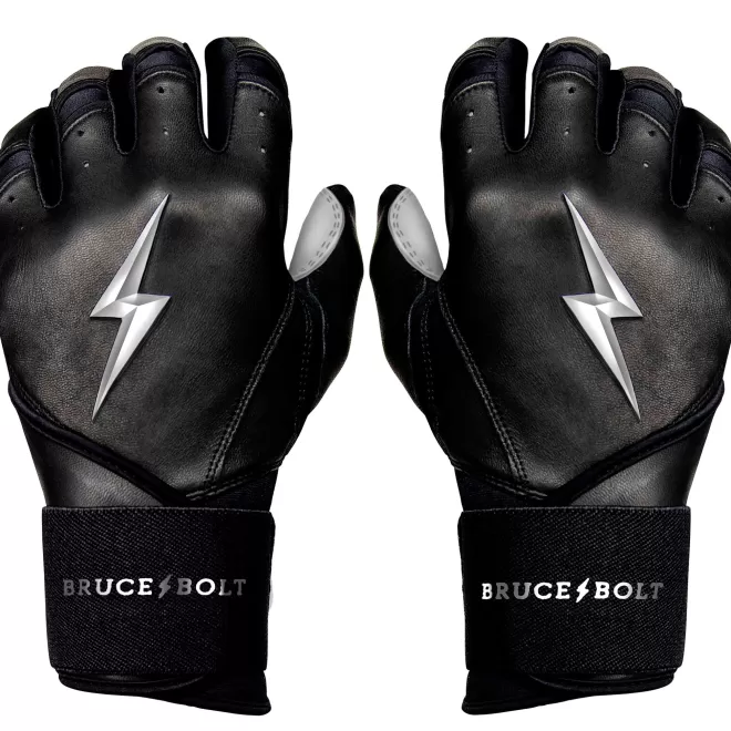 Fashion CHROME Series Long Cuff Batting Gloves Black | Batting Gloves