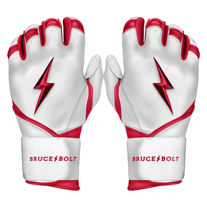 Best Sale CHROME Series Long Cuff Batting Gloves White | Red