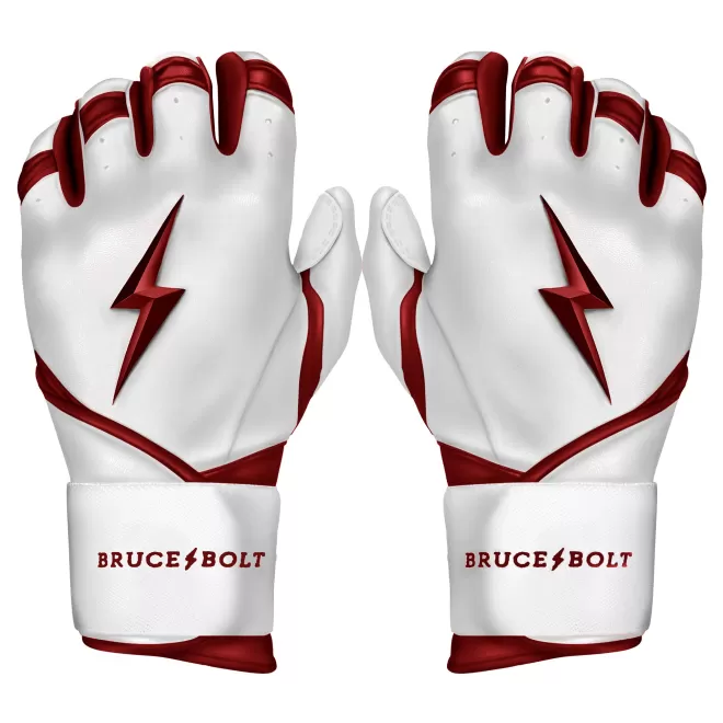 Best CHROME Series Long Cuff Batting Gloves White | Red