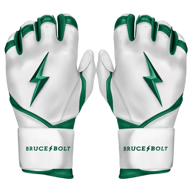 Flash Sale CHROME Series Long Cuff Batting Gloves White | Green