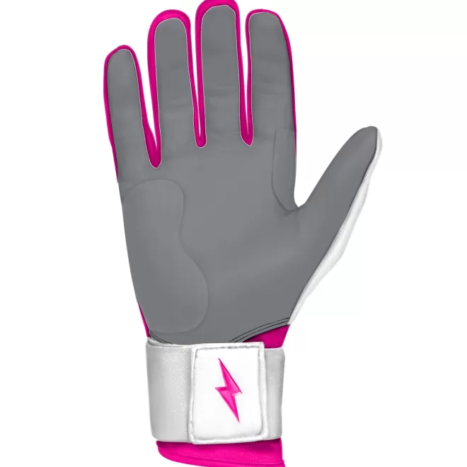 New CHROME Series Long Cuff Batting Gloves Pink | White