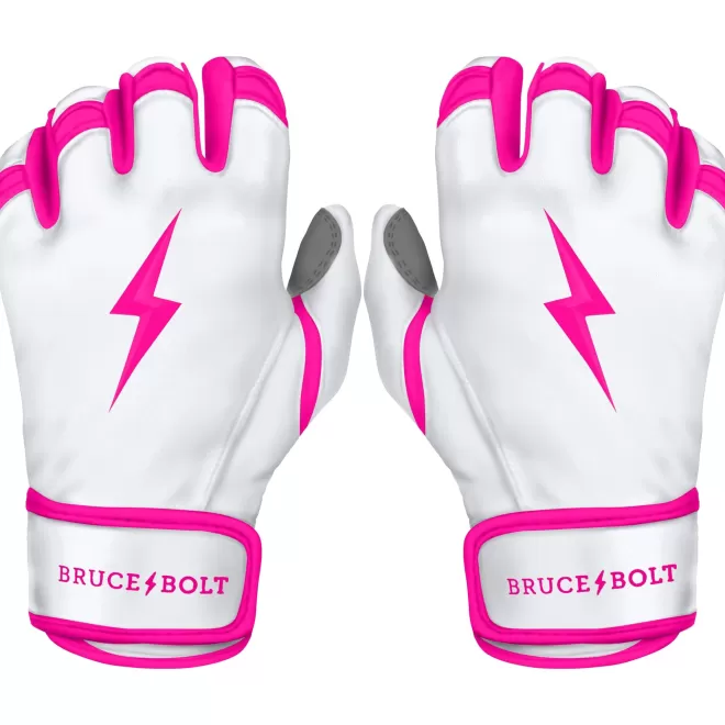 Cheap CHROME Series Short Cuff Batting Gloves Pink | White