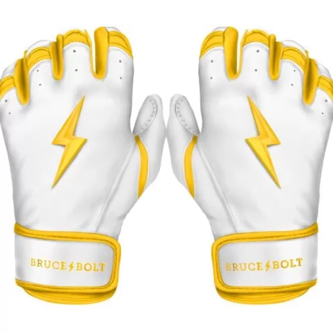 Clearance CHROME Series Short Cuff Batting Gloves White | Yellow