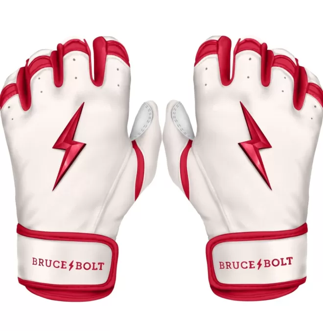 Store CHROME Series Short Cuff Batting Gloves White | Red