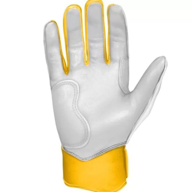 Clearance CHROME Series Short Cuff Batting Gloves White | Yellow