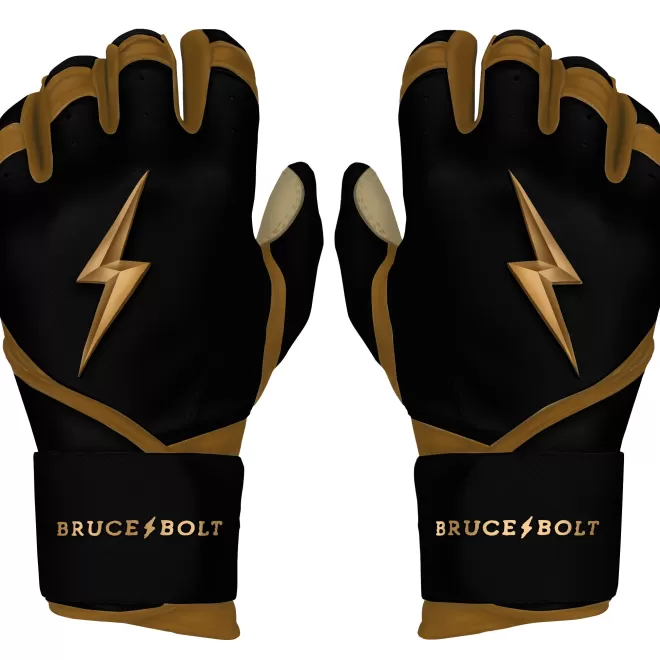 Hot GOLD SERIES Long Cuff Batting Gloves Specialty | Black