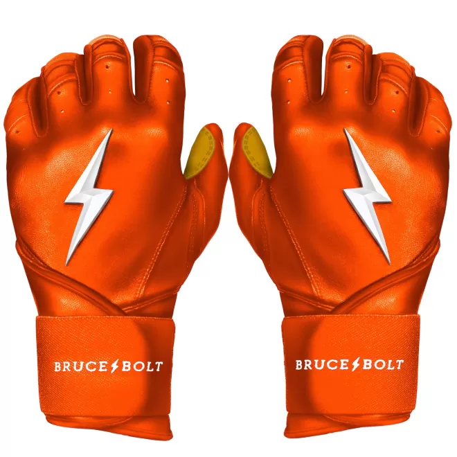 Shop Long Cuff Batting Gloves Orange | Batting Gloves