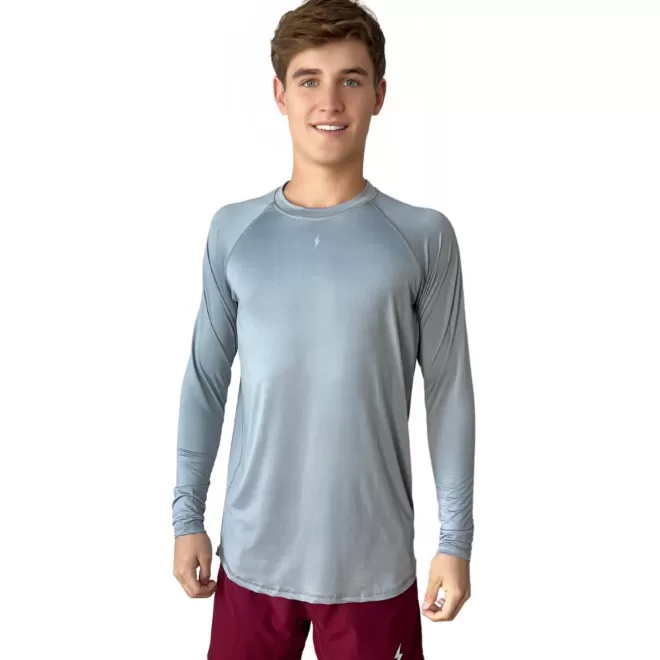 Online Long Sleeve Performance T-Shirt With Reflective Bolt Performance Tees